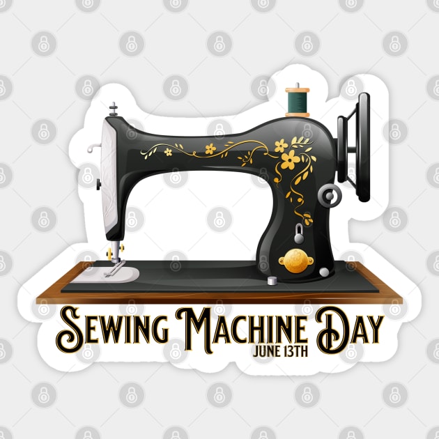 Sewing Machine Day, vintage sewing machine Sticker by HolidayBug